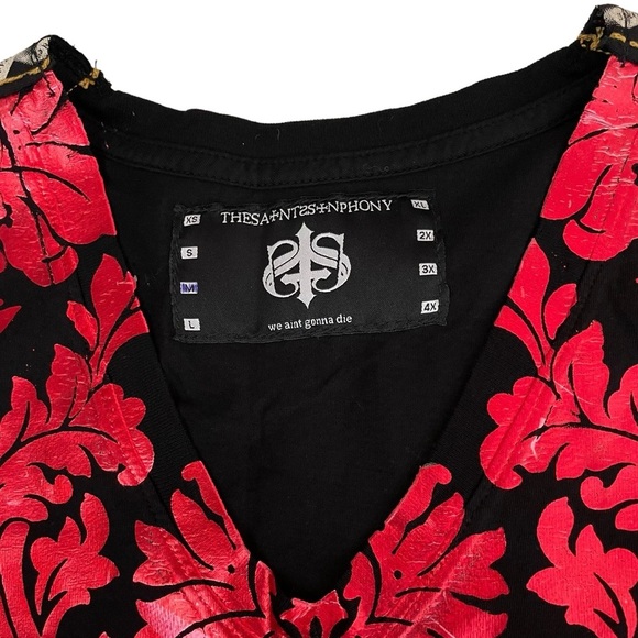 The Saints Sinphony Red Leaves Studded Graphic Shirt Large - Picture 7 of 11